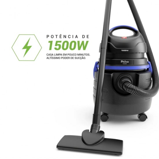 Aspirador de Pó e Água Philco PAS80 1500W - Preto/Azul