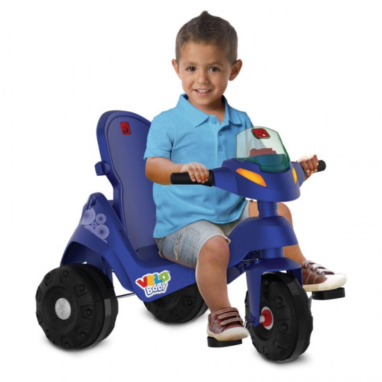 VELOBABY® RECLINÁVEL C/ CAPOTA PASSEIO & PEDAL 368 (AZUL)