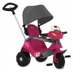 VELOBABY® RECLINÁVEL C/ CAPOTA PASSEIO & PEDAL (ROSA)