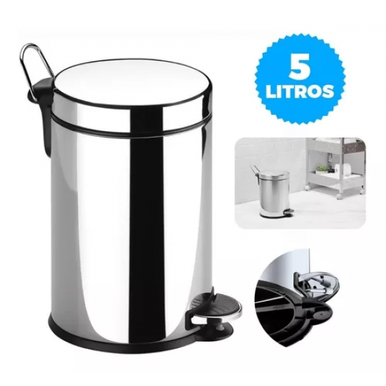 Lixeira Inox com 5L Pedal e Balde Brinox