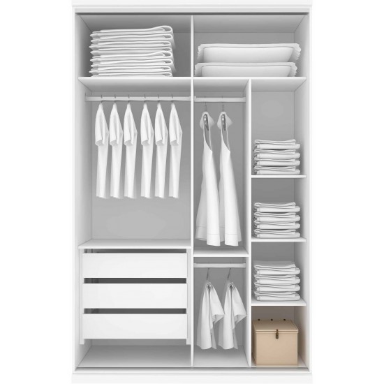 Guarda Roupa Athenas 1500 2Portas Deslizantes Com Espelho -100% MDF RA151 -0 Branco Mambel Móveis