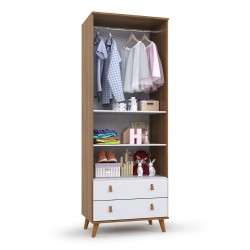 Guarda-Roupa Infantil Encanto 2P 2G | Nogal Manchester e Branco