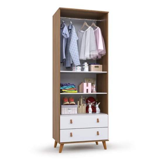 Guarda-Roupa Infantil Encanto 2P 2G | Nogal Manchester e Branco Guarda-Roupa Infantil Encanto 2P 2G | Nogal Manchester e Branco