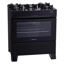 Fogão Atlas 5 Bocas Mônaco Top Glass com Mesa de Vidro