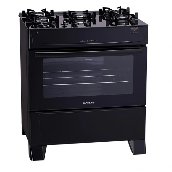 Fogão Atlas 5 Bocas Mônaco Top Glass com Mesa de Vidro