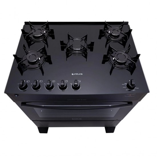 Fogão Atlas 5 Bocas Mônaco Top Glass com Mesa de Vidro