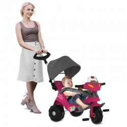 VELOBABY® RECLINÁVEL C/ CAPOTA PASSEIO & PEDAL (ROSA)