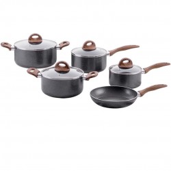 Brinox - Jogo de Panelas Antiaderente Ceramic Life 5 Peças com Fundo de Indução Smart Plus - Granito