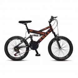 Bicicleta Colli Aro 20 GPS Susp.Full 21M -Preto Fosco/Laranja Neon