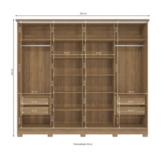 Guarda Roupa / Roupeiro Kappesberg CB01N565-NGMC 4 Portas 4 Gavetas Guarda Roupa / Roupeiro Kappesberg CB01N565-NGMC 4 Portas 4 Gavetas