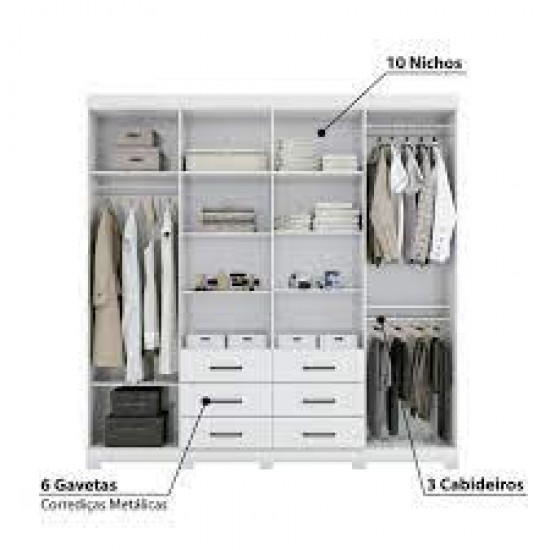 Guarda Roupa Liverpool com 8 Portas - Branco