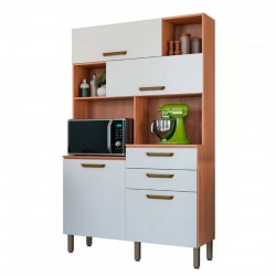 Cozinha Compacta Pimenta 4 Portas 2 Gavetas Freijó/Branco 913201 - Telasul Branco