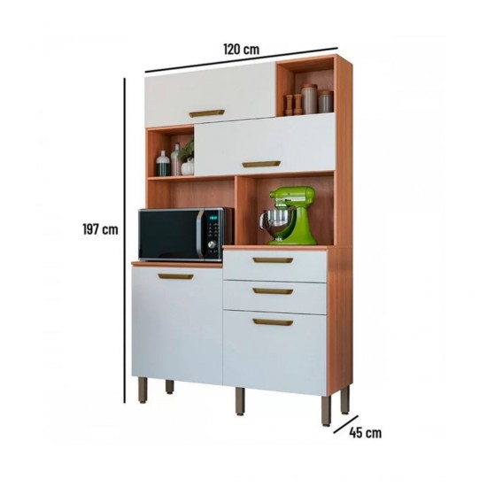 Cozinha Compacta Pimenta 4 Portas 2 Gavetas Freijó/Branco 913201 - Telasul Branco